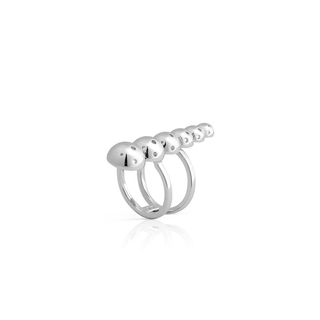 SET ASHA RING + BUSHIDO SMALL EARRINGS SILVER