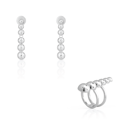 SET ASHA RING + BUSHIDO SMALL EARRINGS SILVER