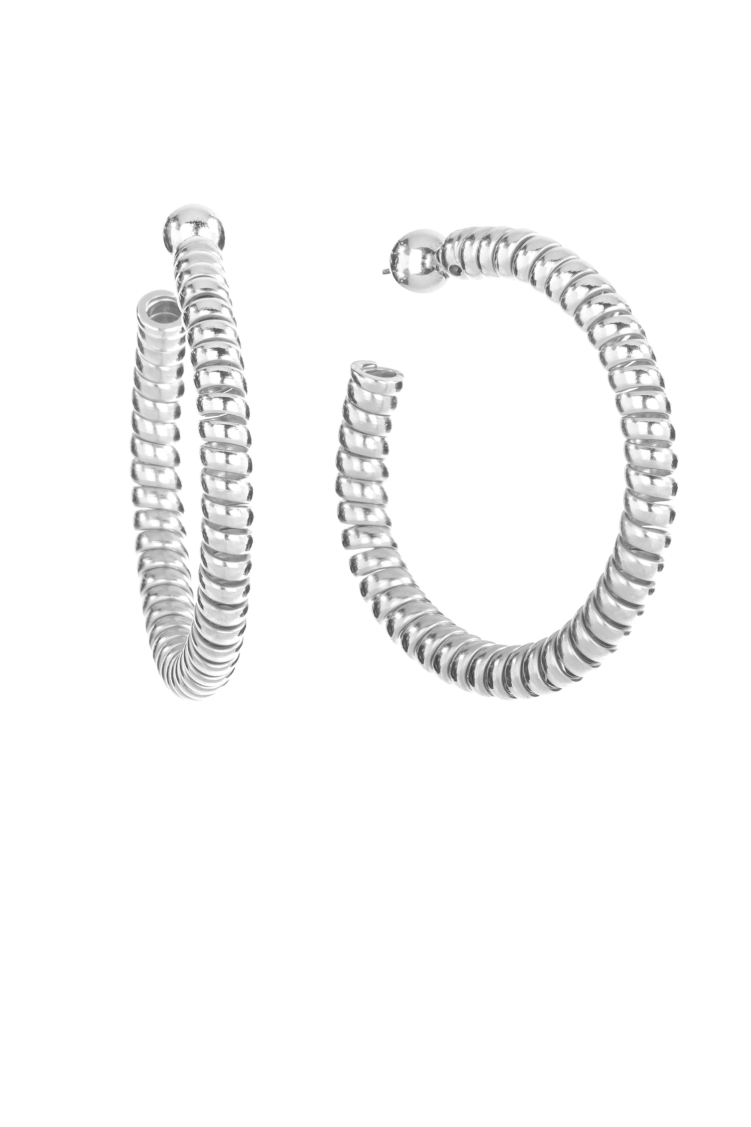 BIG SPIRAL HOOPS SILVER