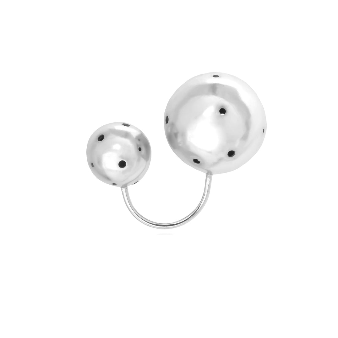 BIG BUBBLE RING &amp; EARCUFF SILVER